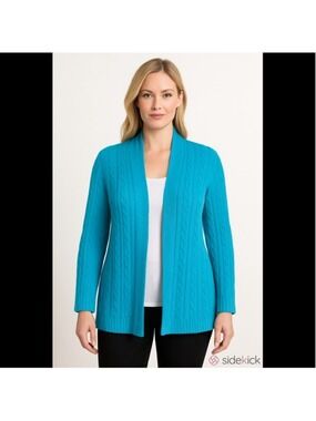Cyrus Blue Cardigan Sweater Open Front Large